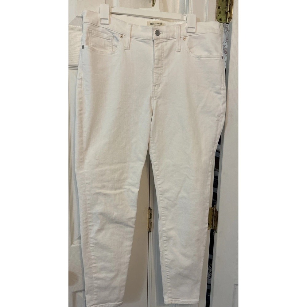 Madewell Womens 9 High Rise Skinny Jeans White Summer Ankle C1741 32x28